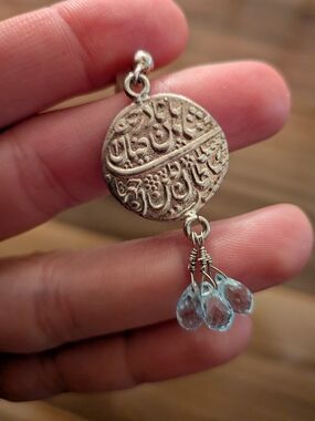 Artisanal Iranian Silver & Topaz Drop Earrings - NWT